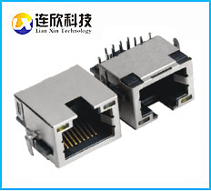 RJ45連接器插座10P8C網絡接口90度沉板插板式帶LED燈B款RJ45插座